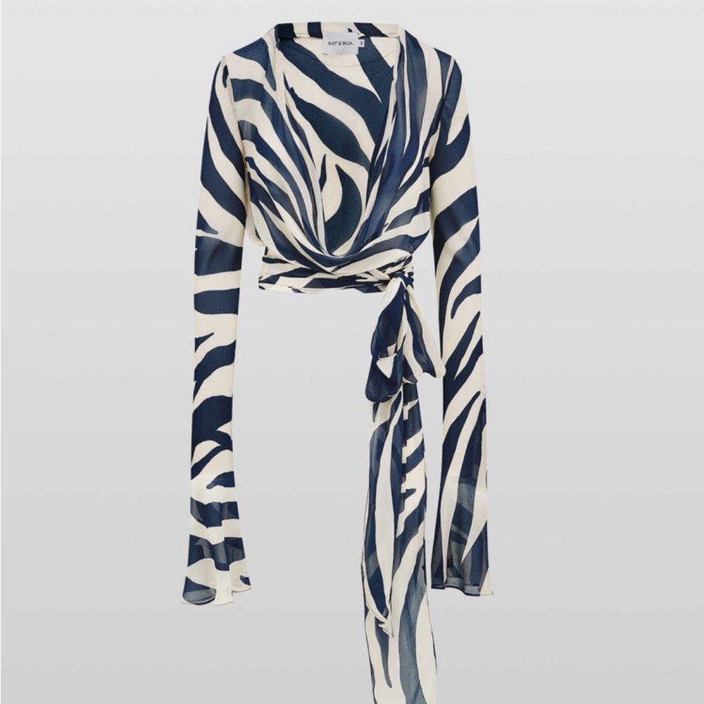 Rat & Boa Navy and White Zebra Print Blouse